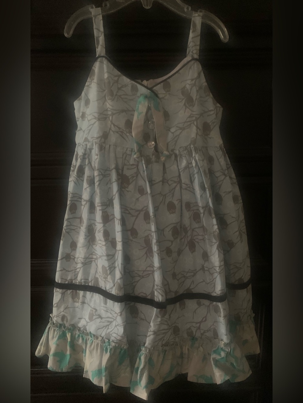 Laura Ashley White and Teal Floral Ruffled Sundress